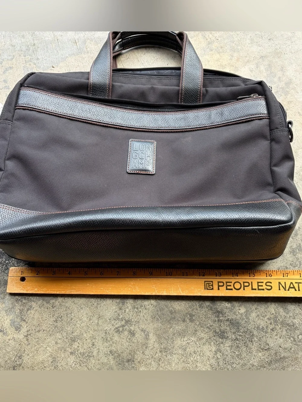 Longchamp Boxford Briefcase L Business Bag, Black Brown Leather and Canvas